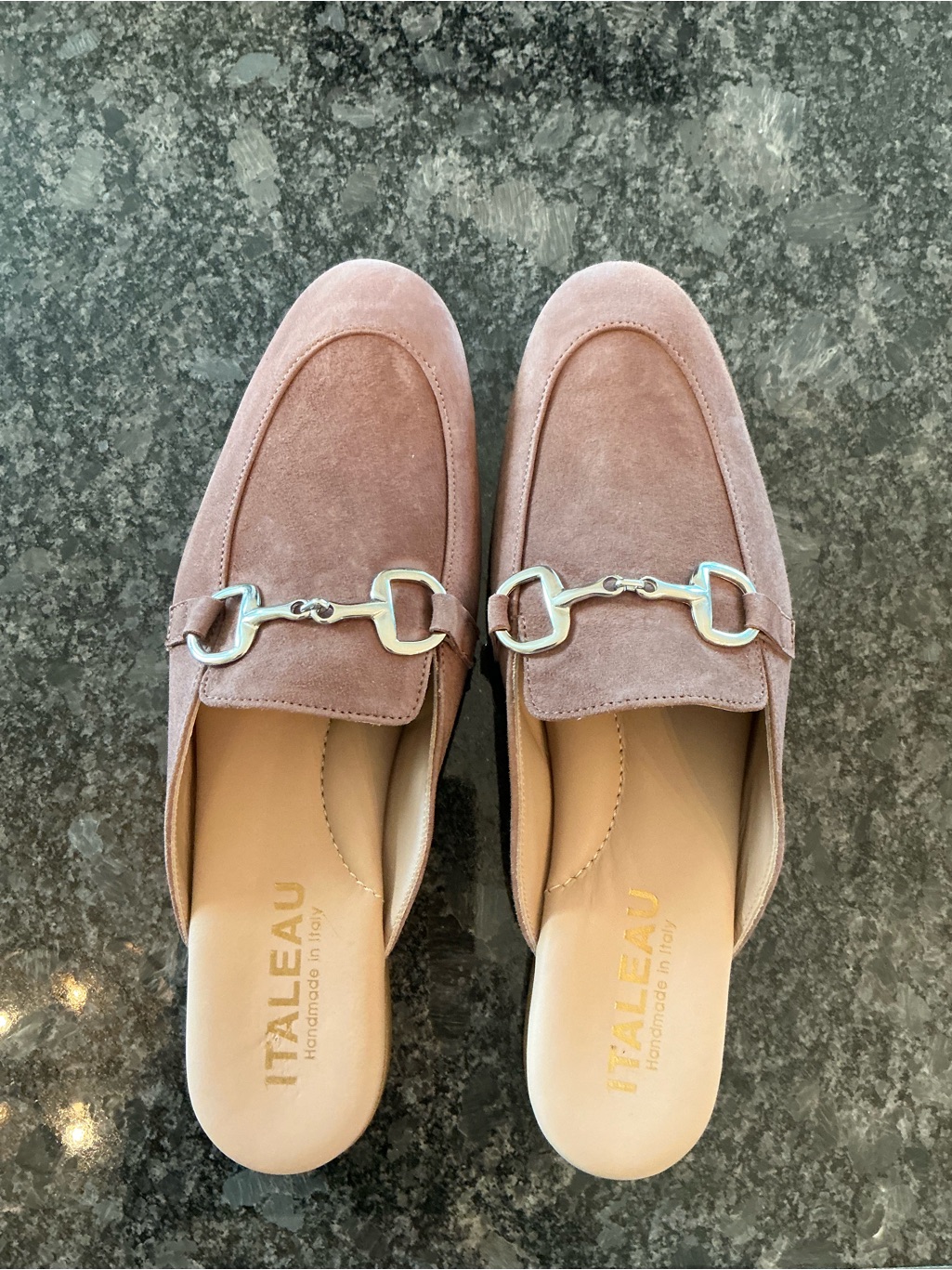 New Italeau Lisa Suede Mule Size 40 Tortora. Made In Italy.